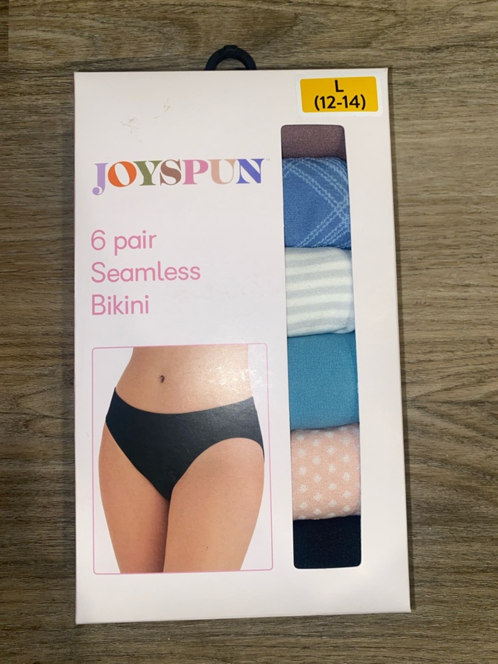 Joyspun Woman’s 6-Pack Seamless Bikini Bottoms - Blue, White, Black Mix